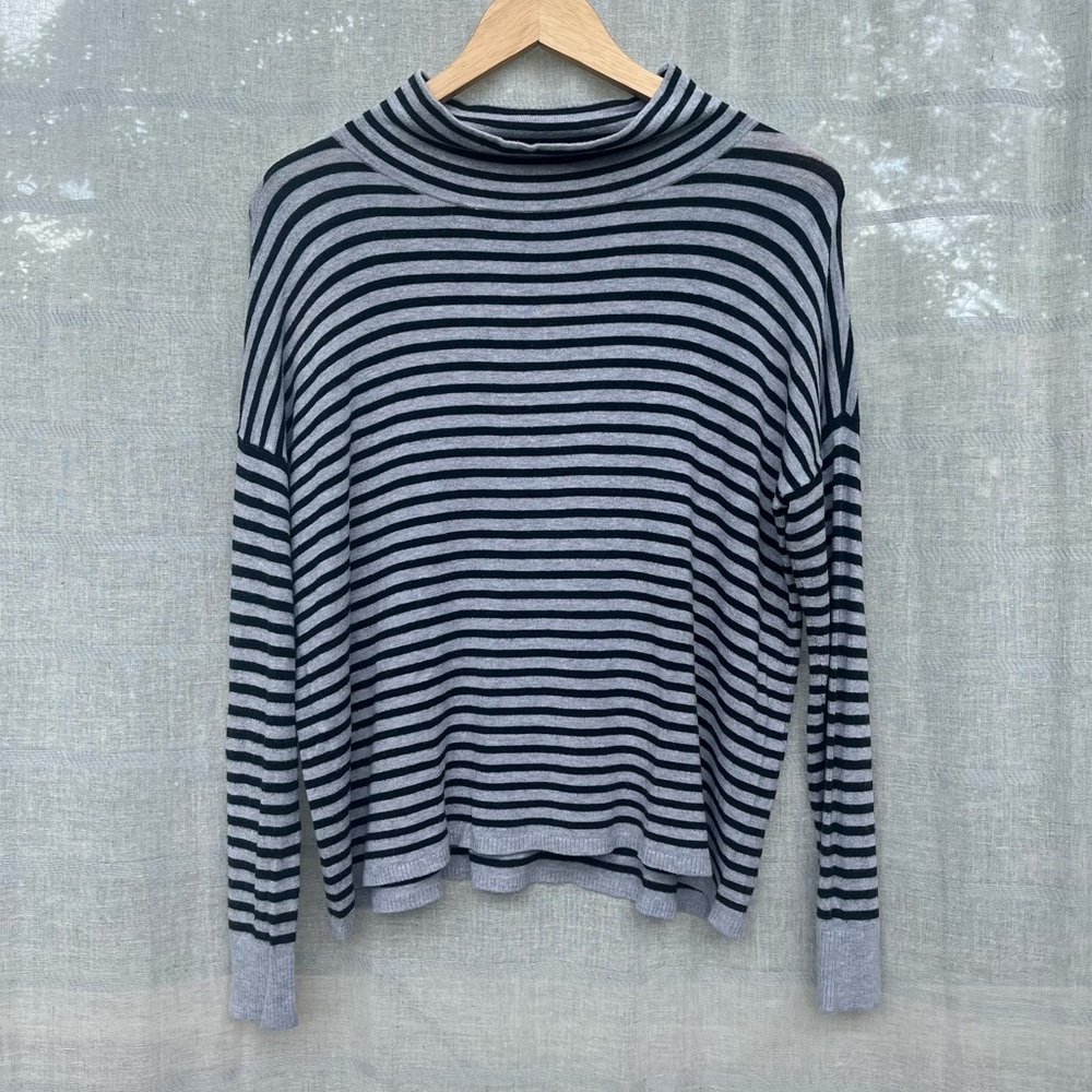 Eileen Fisher Striped Cowl Neck Lagenlook Sweater
